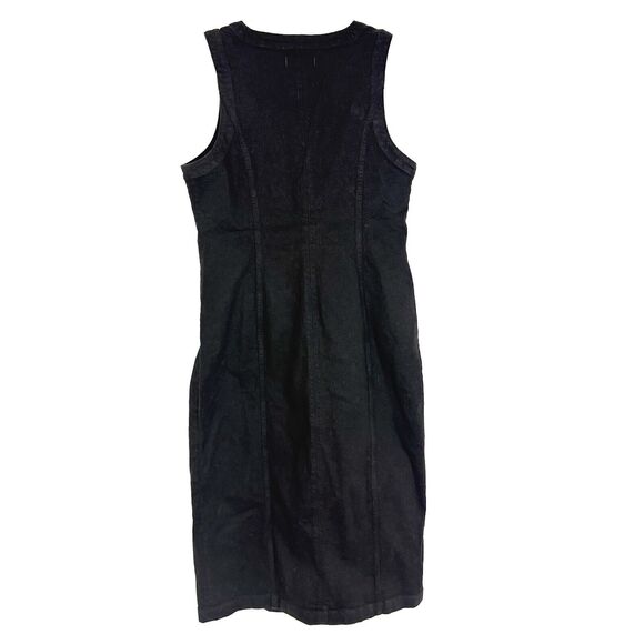 MADEWELL Denim V-Neck Midi Dress 14 Clean Black Wash Button-Up NWT B60 - Picture 3 of 5
